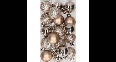 Kleine kerstballen - 20x st - champagne - D3 cm - kunststof - kerstversiering