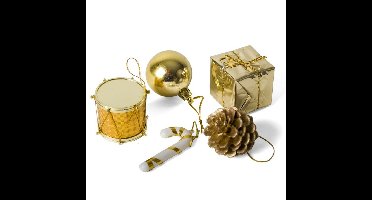 Kleine kersthangers - 40x st - goud - 5 cm - kunststof - kerstornamenten