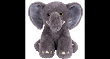 Knuffeldier Olifant Leo - zachte pluche stof - dieren knuffels - grijs - 23 cm