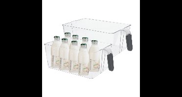 Koelkast/keuken organizer bak - 2x - transparant - kunststof - L31 x B18 x H11 cm - groente lade