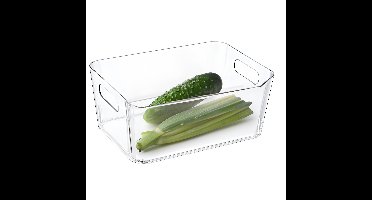 Koelkast/keuken organizer mand/bak - transparant - kunststof - L30 x B21 x H13 cm - groente lade