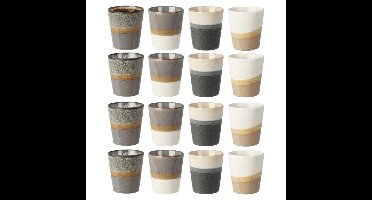 Koffiemok - 16x - Steen - glans afwerking - 200ml - H8 x D7,5 cm