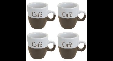 Koffiemok - set 8x stuks - lichtbruin - keramiek - 150 ml