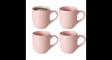 Koffiemokken Paris - 4x stuks - Keramiek - pastel roze - 300 ml - 8 x 10 cm