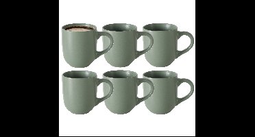 Koffiemokken Paris - 6x stuks - Keramiek - pastel groen - 300 ml - 8 x 10 cm