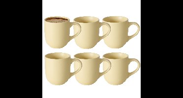 Koffiemokken Paris - 8x stuks - Keramiek - pastel geel - 300 ml - 8 x 10 cm