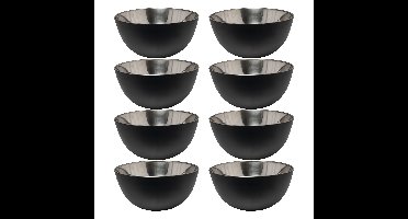 Kommetjes/schaaltjes - 8x - mat zwart - RVS - D13 x 7 cm - serveerschalen