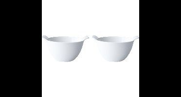 Kommetjes/schaaltjes voor dessert/soep/ontbijt - 2x - Porselein - D12 x 7 cm - wit - stapelbaar