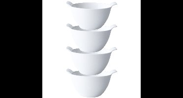 Kommetjes/schaaltjes voor dessert/soep/ontbijt - 4x - Porselein - D12 x 7 cm - wit - stapelbaar