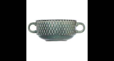 Kommetjes/schaaltjes voor dessert/soep/ontbijt - Keramiek - D11 x 6 cm - groen print