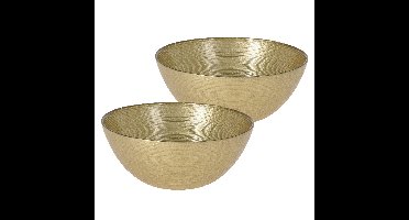 Kommetjes/serveer schaaltjes - 2x - Athene - glas - D15 x H6 cm - goud - Stapelbaar