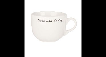Kommetjes/soepkommen voor soep/ontbijt - Keramiek - D10 x 8 cm - wit - stapelbaar