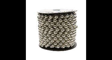 Kralenslinger - 2x - zilver - kunststof - 10 meter x 0,8 cm - kerstversiering/guirlandes