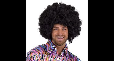 Kroeshaar Afro verkleed pruik - 2x stuks - zwart - Disco thema verkleed pruiken