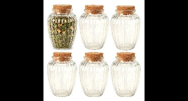 Kruidenpotjes / kleine voorraadpotjes - 12x stuks - glas - transparant - 280 ml