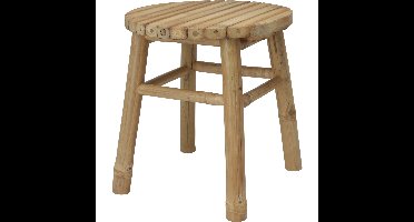 Krukje - plantentafel - bamboe hout - lichtbruin - D35 x H38 cm