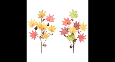 Kunst herfsttak decoratie - 3x - 60 cm - losse steel met Esdoorn bladeren