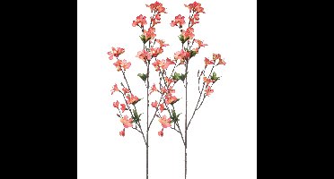 Kunstbloem Azalea bloesem - 2x - 90 cm - koraal roze - Kunst zijdebloemen