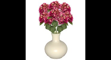 Kunstbloem Hortensia tak - 8x - 50 cm - fuchsia - kunst zijdebloem - Hydrangea - decoratie bloem