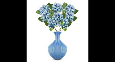 Kunstbloem Hortensia tak - 8x - Challenge - 47 cm - blauw - kunst zijdebloem - Hydrangea