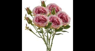 Kunstbloem roos Anne - 5x - roze - 37 cm - decoratie bloemen