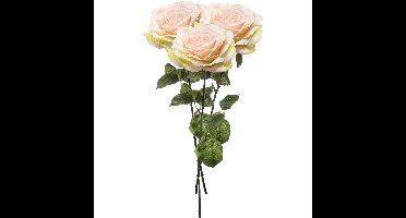 Kunstbloem Roos Laurie tak - 3x - 57 cm - licht roze - Kunst zijdebloemen