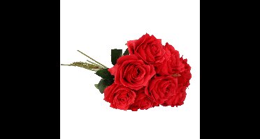 Kunstbloem roos Simone - 8x - rood - 45 cm - decoratie bloemen