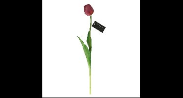 Kunstbloem Tulp Tulipa - 44 cm - paars - Real Touch - kunst zijdebloemen