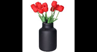 Kunstbloemen boeket Tulp Tulipa - 12x - 44 cm - rood - Real Touch - kunst zijdebloemen