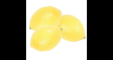 Kunstfruit - Set van 3x stuks - citroen - verzwaard - geel - 8 cm - kunststof decoratie