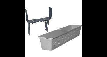Kunststof plantenbak grijs rechthoekig 80 cm met 2 verstelbare balkon/muurbeugels