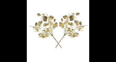 Kunsttakken/kunstbloemen - 2x st - Lunaria - goud - 40 cm - kunststof