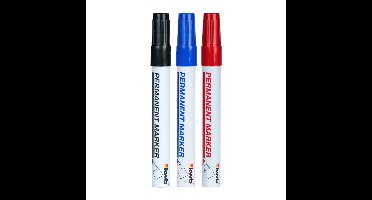 Kwb Markeerstiften - 3x stuks - blauw / rood / zwart - oliebestendig en waterbestendig