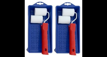 Lakroller - 5x stuks - 5cm - schilderset - extra fijn met verfbak en beugel