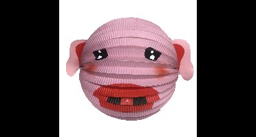 Lampion varken - 20 cm - roze - papier