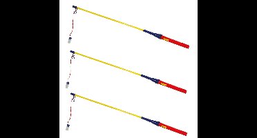 Lampionstokjes - 3x - rood/blauw/geel - met lichtje - 50 cm