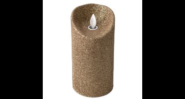 LED kaars/stompkaars - goud - H15 cm - glitters - kerst kaarsen
