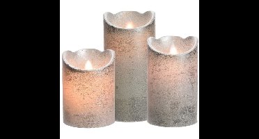 Led kaarsen combi set 3x stuks zilver 10/12 en 15 cm