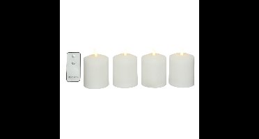LED kaarsen/kerkkaarsen - 4x - wit- D7,5 x H11,5 -afstandsbediening