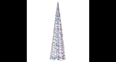 LED kegel kerstboom lamp - zilver parelmoer - 30 leds wit - D15 x H60 - timer