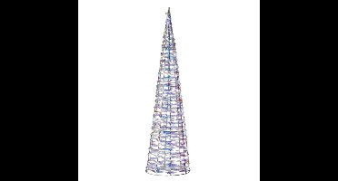 LED kegel kerstboom lamp - zilver parelmoer - 40 leds wit - D18 x H80 - timer