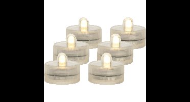 LED waxinelichtjes/theelichtjes voor onder water - set van 8x - warm wit