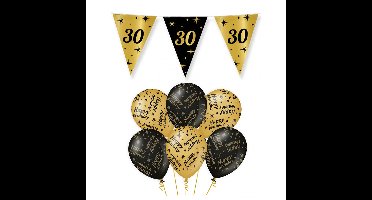 Leeftijd 30 jaar verjaardag versiering pakket zwart/goud 2-soorten