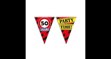 Leeftijd feestartikelen vlaggenlijn slinger - 50 jaar - 10 meter - vlaggetjes - verjaardag