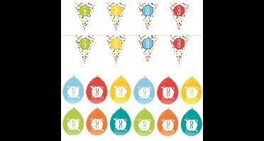 Leeftijd verjaardag 8 jaar geworden feestpakket vlaggetjes/ballonnen