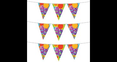 Leeftijd verjaardag thema vlaggenlijn - 3x stuks - 90 jaar - plastic - 10 meter - feest vlaggetjes