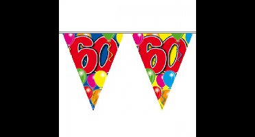 Leeftijd vlaggenlijn 60 jaar - 10 meter - plastic - 60e verjaardag slinger - vlaggetjes
