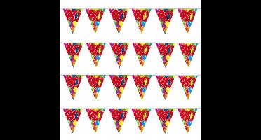 Leeftijd vlaggenlijn 80 jaar - 4x stuks - 10 meter - plastic - 80e verjaardag slinger - vlaggetjes