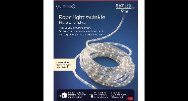 Lichtslang zilver met warm witte verlichting 9 meter 567 lampjes