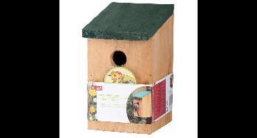 Lifetime Garden Vogelhuisje - met groen dak - 22 cm - nestkastje - hout